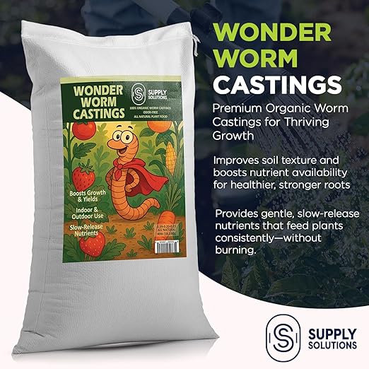 Supply Solutions | Wonder Worm Castings - Premium Organic Earthworm Compost Fertilizer for Indoor & Outdoor Plants, Houseplants, Vegetables, Fruit Trees & Garden Soil Enrichment (40 Pounds)