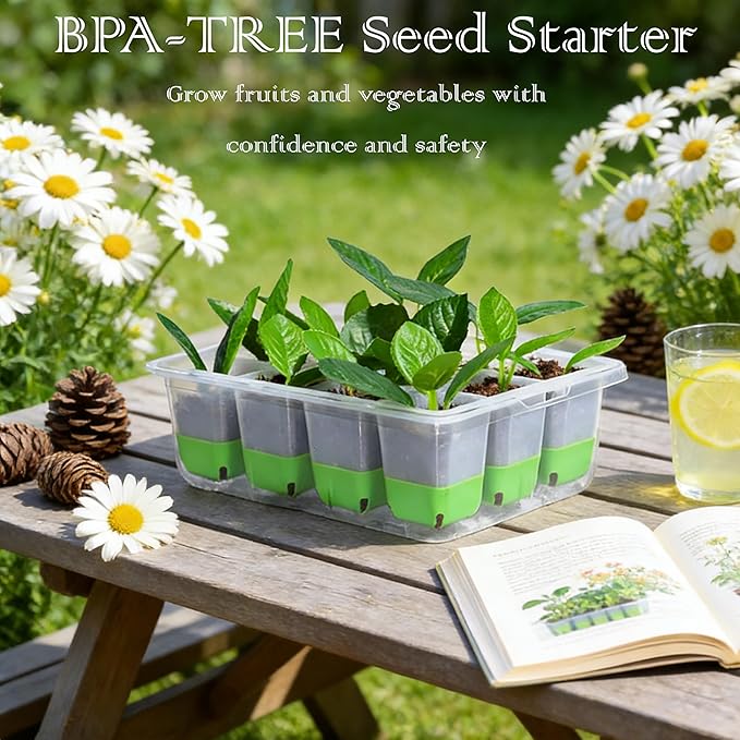 Reusable 60Cell Seed Starter Trays with Easy Push-Out Design, 5Pack Reusable Silicone Seed Starter Kit,Foldable Design for Easy Transplanting,Indoor Gardening Supplies for Vegetables, Flowers & Herbs