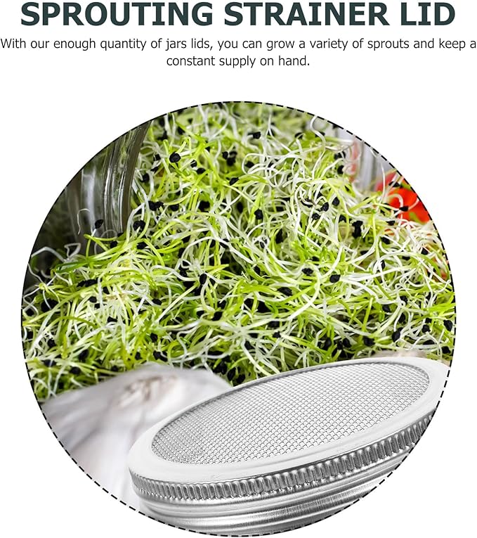 4pcs 70mm Stainless Steel Sprouting Lids for Mason Jars, 304 Mesh Sprouter Covers for Germinating Seeds, Canning Kit Accessories for Home Kitchen Use
