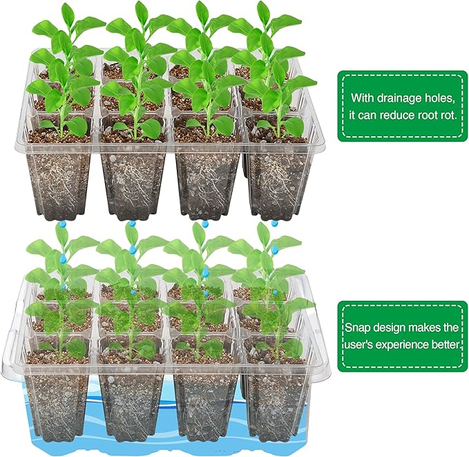 The Bundle of Bonviee 5 Packs Seed Starter Tray with Grow Light and 10 Packs Seed Starter Kit