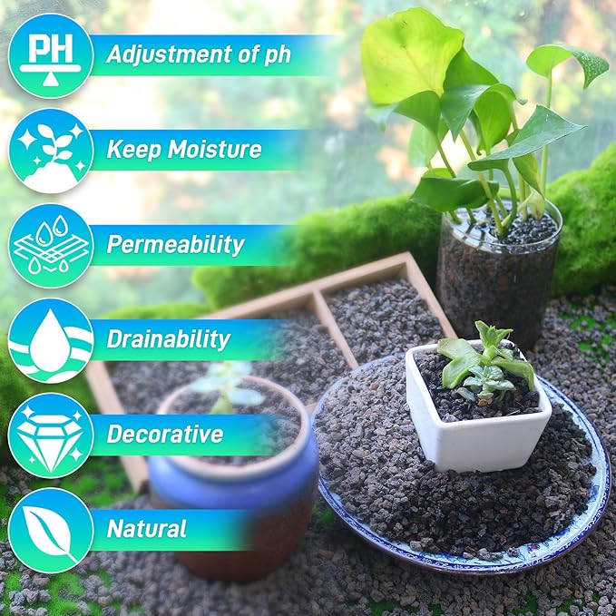 Mulctun 45Lb Horticultural Lava Rock-Lava Rocks for Plants,Succulent Soil Amendment,Decorative Cactus Soil Potting Mix,Volcanic Rock for Aquarium Fairy Gardening Top Dressing Plant Drainage