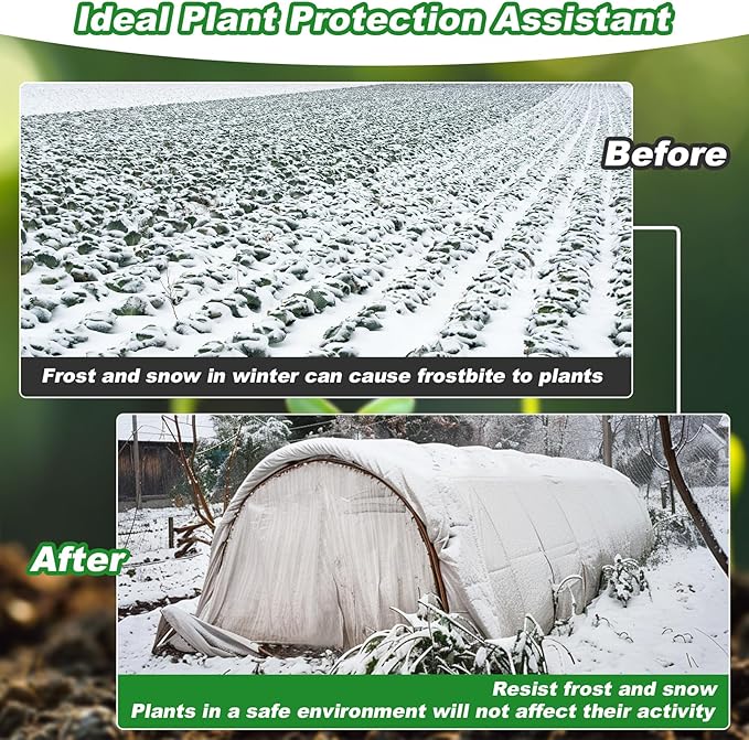 MAQIHAN Plant Covers Freeze Protection - 4.9 ft x 16 ft Non-Woven Plant Cover, Frost Cloth Winter Freeze Protection, Reusable Floating Row Frost Blankets for Outdoor Garden Cold Weather Snow