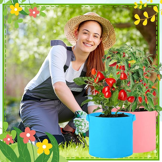 20 Pack 3 Gallon Grow Bags Multicolor Plant Grow Bag Non Woven Fabric Pots with Handles Garden Plant Seeds Tomato Vegetables Flowers Planting Bags for Indoor or Outdoor Gardening