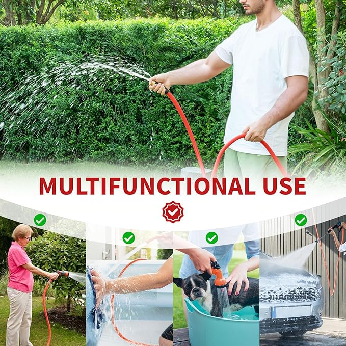 Garden Hose 100 ft x 5/8” Hot/Cold Water Hose,-50°F to 190°F,Burst 600Psi Flexible & Lightweight Upgraded Rubber Hoses,3/4” Solid Fittings for All-weather Outdoor Lawn & Garden
