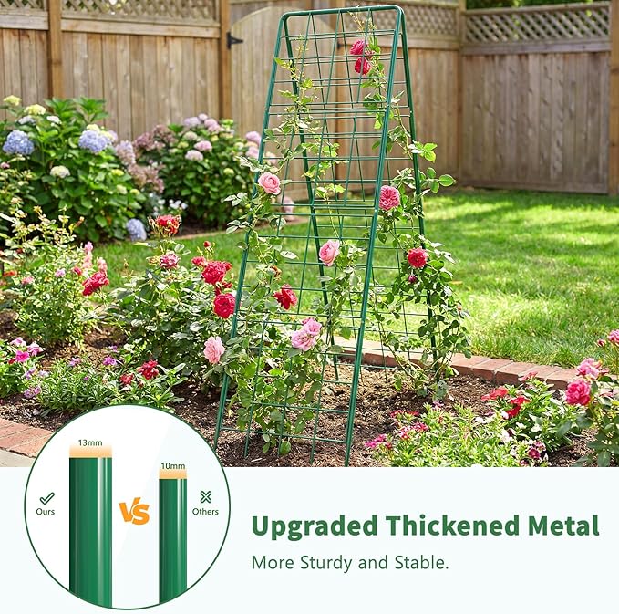 2 Pack Cucumber Trellis, 71" High Foldable A-Frame Garden Trellis for Raised Bed Garden Grow Support with Plant Support Clips Ties for Cucumber,Tomato, Climbing Plants and Flowers