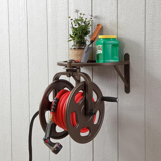 Liberty Garden Navigator Hose Reel, Bronze, with Flip Top