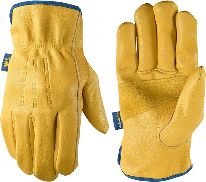 Wells Lamont Men's Slip-On HydraHyde Leather Work Gloves – Water-Resistant, Breathable, Durable – Ideal for Gardening, Landscaping, Ranching – Heavy Duty Leather Work Gloves – Saddletan, Large