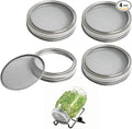 4 Pack Sprouting Lids for Mason Jars, 304 Stainless Steel Wide Mouth Seed Sprouting Kit,Sprouting Jar Lid urable Filter Screens for Growing Broccoli, Alfalfa, Beans