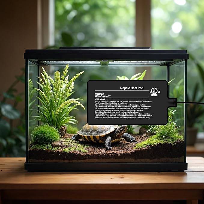 Simple Deluxe 4X7 Inch 4W Reptile Heating Pad Electric Indoor Under Tank Terrarium Heating Mat Waterproof for Turtles, Lizards, Frogs, and Other Reptiles