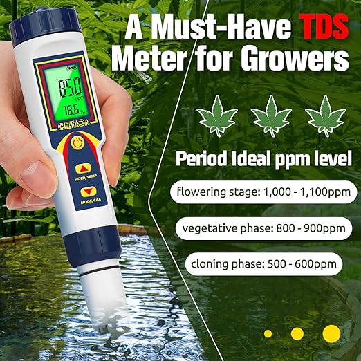 pH Meter for Water 4 in 1 pH EC TDS Temp Meter for Hydroponics PPM and EC Water Tester Digital pH PPM Meter for Nutrients Growing Hydroponics Gardening DWC hydroponics System