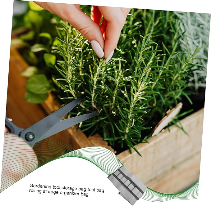 COHEALI 10-Pocket Canvas Gardening Tool Storage Bag Rolling Organizer Zipper Multi-Purpose Tool Holder for Home Gardening and DIY Projects