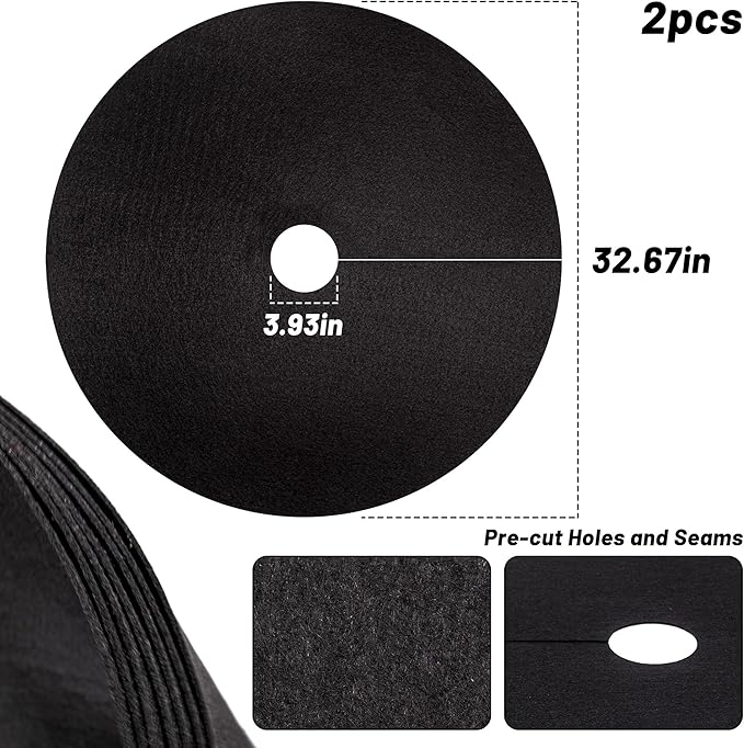 32.5" Non-Woven Tree Mulch Ring, 2 Pack Weed Barrier Mat,Degradable Tree Mulch Used to inhibit Weed Growth and Landscape Weed Control Plant Root Protection