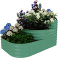 Galvanized Raised Garden Bed Kit – 61x42x31 in Oval Outdoor Planter Box for Vegetables, Herbs & Flowers, Modular 3 in-1 Design, Open Base, Ground-Connected Raised Beds for Gardening, Green