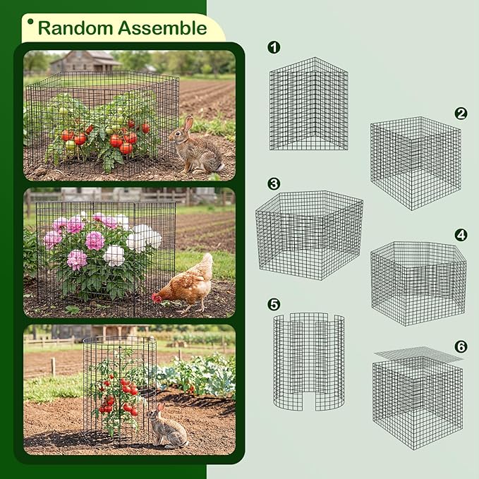 10 Pack Plant Protector from Animals, (12'' x 12'') Wire Mesh Plant Cages for Garden – Sturdy Metal Plant Protectors to Keep Rabbits, Squirrels, and Animals Out– Ideal for Flowers, Outdoor Plants