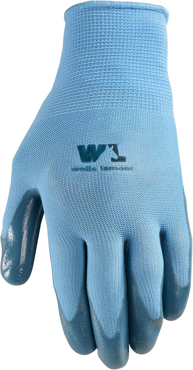 Wells Lamont Women's Blue Nitrile Coated Work and Gardening Gloves, Medium (497M-400)