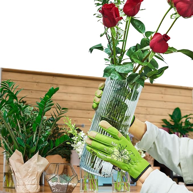 Vgo... Gardening Gloves for Women,Puncture-proof,Thornproof,Safety Work Gloves for Weeding,Digging,Synthetic Leather(S,Green,SL7443)