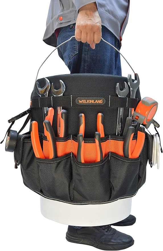 WELKINLAND 5 gallon bucket tool organizer, 5 gallon bucket holder, bucket liner, Bucket tool organizer, Tool bucket, Bucket tool bag, Bucket organizer, Bucket bag organizer, Bucket organizer