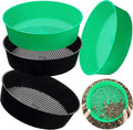 4 Pack Garden Soil Compost Sifter Round Plastic Sand Sieve, Sifting Pan Set for Gardening Home Plant Work with Small Rocks Gravel Sand