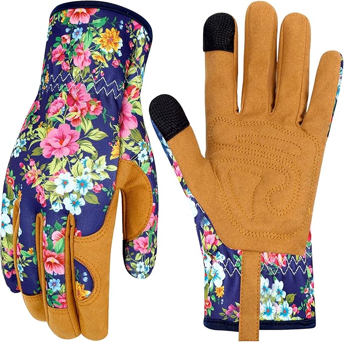Leather Gardening Gloves for Women Thorn Proof Garden Gloves Touch Screen Working Gloves Gifts,M