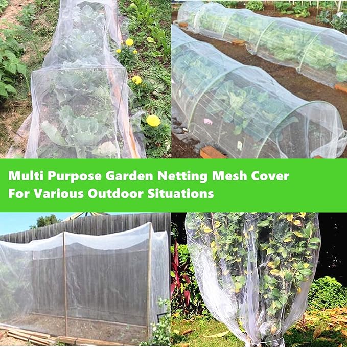 Garden Netting Plants Cover Bird Netting Fruits Tree Vegetable Mesh Netting Greenhouse Row Nets Raised Bed Netting (10 x 30FT)