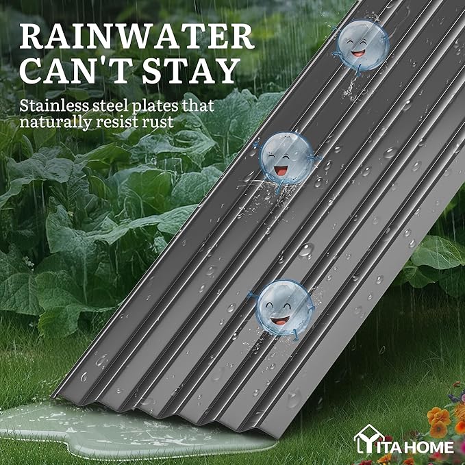 YITAHOME 6x3x3ft Large Raised Garden Bed Kit, Galvanized Metal Planter Box with Gloves, Support Rod, Outdoor Above Ground Planters for Plants Vegetables Flowers, Black