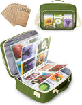 Seed Storage Organizer Binder with 20 PCS Reusable Seed Envelopes - 30 Pack Sheet Protectors Holds 120 Packets Envelopes, Seed Saving Bag for Garden Planner, Green