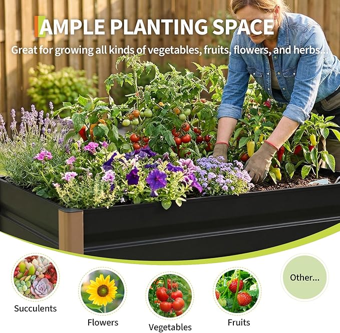 Garvee 2 Pack Large Aluminum Raised Garden Bed 80x32x16 Inch, Open-Bottom Jumbo Size for Serious Gardening, with Rounded Safety Corners & Anti-Cut Trim, Outdoor Planter Box Kit, Gray