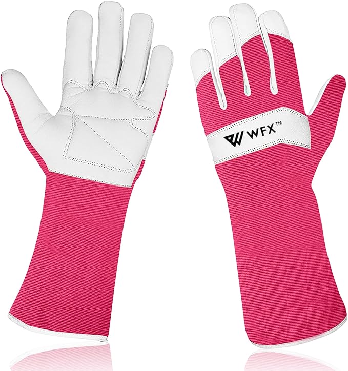 Long Gardening Gloves Leather Ladies Men Women Durable Goatskin Garden Gloves Forearm Thorn Proof Work