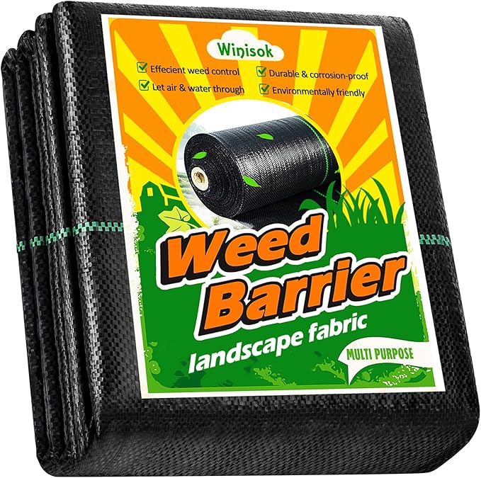 Garden Weed Barrier Landscape Fabric 2FT x 50FT, Premium Weed Control Garden Cloth, Durable Woven Geotextile Fabric, Mulch Breathable Ground Cover for Landscaping Weed Blocker Garden Bed