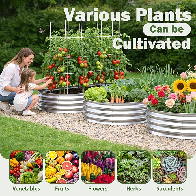 Galvanized Raised Garden Bed Outdoor, 6x3x1ft Metal Heavy Duty Planter Boxes for Gardening, Easy Assemble Large Oval Plant Container Kit for Vegetables, Flowers, Fruits, Silver, 1 Pack