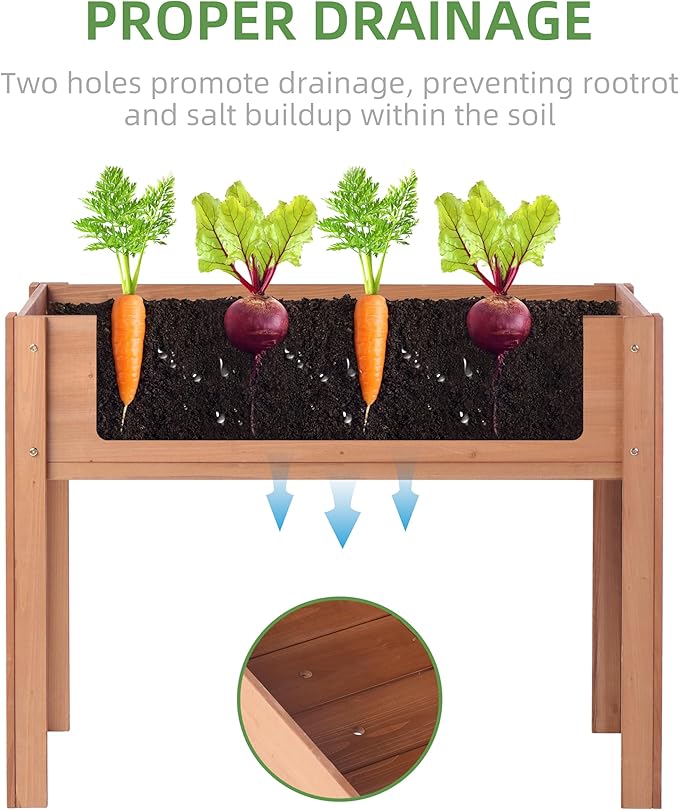 40x20x31 inch Raised Garden Bed with Legs, Elevated Wooden Planter Box for Outdoor Plants Flowers Fruits Vegetable Herb Growing