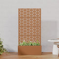 Casaphoria Metal Raised Garden Bed with Trellis, 59"x30"x12" Planter Box for Climbing Plants, Vegetables & Vines, Features Drainage Holes and Privacy Screen, Brown-Brick