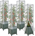 4 Pcs Garden Bird Netting Plant Cover for Square Tomato Cage, 59" x 17.7" Insect Bird Barrier Tomato Cage Net with Zipper & Drawstring, Tomato Trellis Netting Protection Cover for Protecting Plants