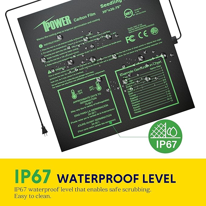 iPower 20"x20.75" -2 Pack Seedling Heat Mat with Built-in Temperature Controller, Waterproof Plant Heating Pad, for Germination, Breeding, Brewing