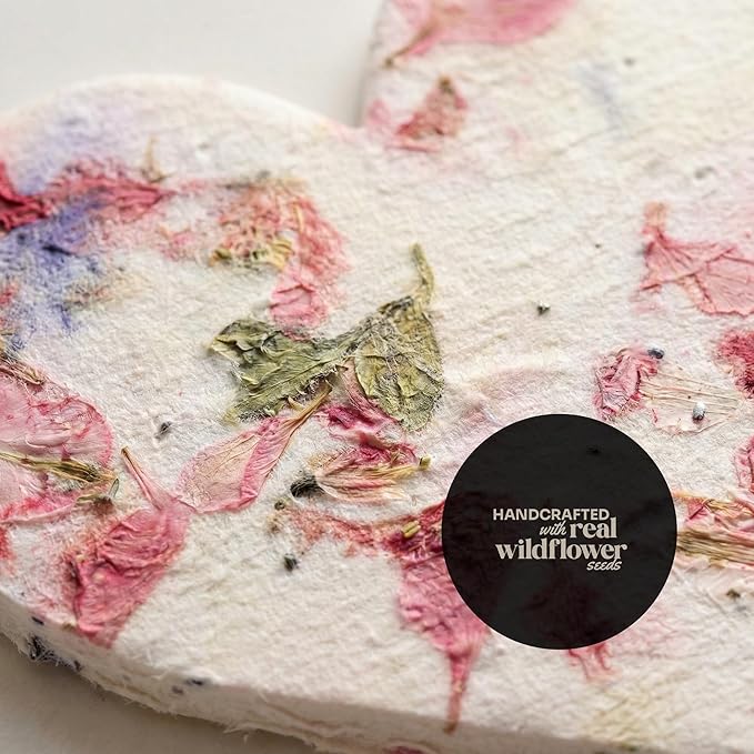 Set of 48 Pink Heart Seed Paper – Writable & Plantable Wildflower Hearts with Envelopes & Planting Guides, Gift for Moms or Plant Lovers for Mother’s Day, Heart Party Favors for Weddings & Showers