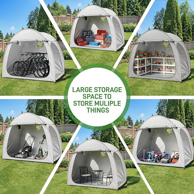 Outvita Bike Tent, Outdoor Portable Bicycle Storage Sheds with 210D Oxford Fabric PU4000 Waterproof Cover for 2-3 Bikes, Storage Cover Shelter for Motorcycle,Garden Tools,Toys,Lawn Mower