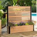 44in H x 46in W x 9.5in L (1 Screen w/Planter) Freestanding Enclo Florence Privacy Fence Screen with Planter Box, Outdoor Vinyl Privacy Screen Panel for Patio & Air Conditioner, EC18006