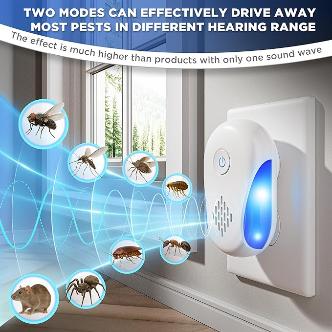 [2026 Upgraded] Ultrasonic Rodent & Pest Indoor Repeller - Stronger Driving Force, Plug-in Electronic Repellent for Mouse, Mice, Rats, Roaches, Ants, Spiders, Bugs, 2 Mode Switching (6 Pack)