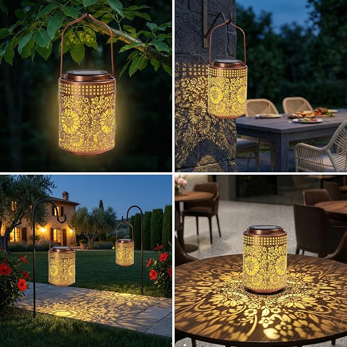 ZKLILI Mothers Day Gifts for Mom, Sunflower Solar Lanterns Outdoor Waterproof Hanging Solar Lights Sunflower Gifts for Women Men Mom Lanterns for Yard, Patio, Lawn, Pathway, Landscape, Garden Decor