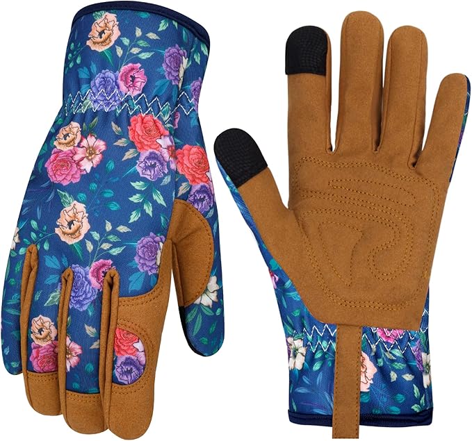 Leather Gardening Gloves for Women Thorn Proof Garden Gloves Touch Screen Working Gloves Gifts,M