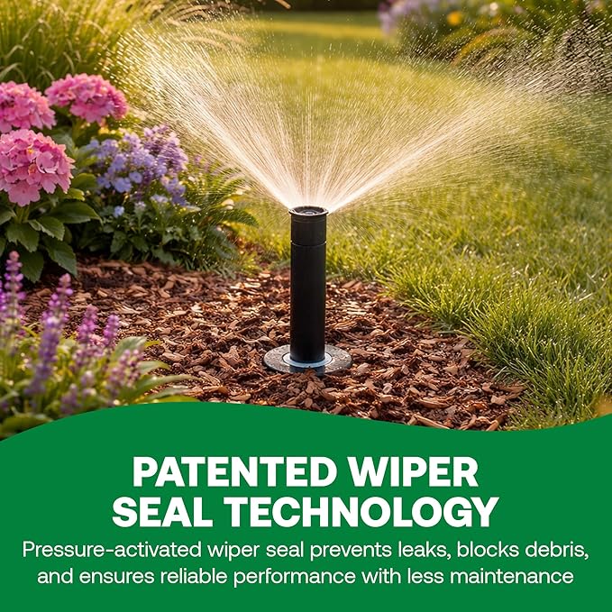 Rain Bird 1804VAN 1800 Series Professional 4 Inch Pop Up Sprinkler Head, 4 Pack - Lawn Sprinkler with Adjustable 0-360 Degree Arc Nozzle Pattern, Up to 15 Ft Spray Distance, 1/2 in NPT Threaded Inlet