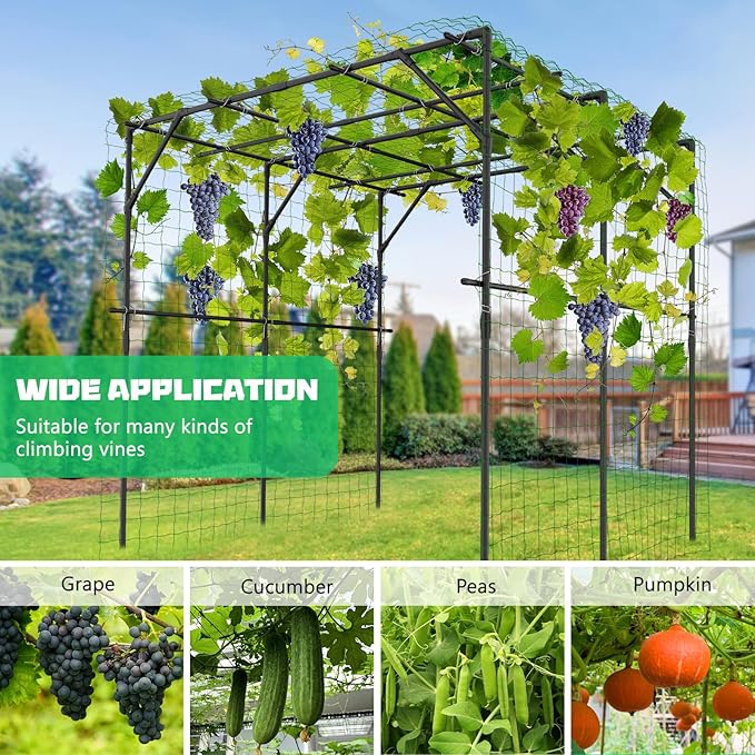 DoCred Garden Arch Trellis for Climbing Plants, 79 Inch Tall Metal Plant Support Trellis Archway for Climbing Vine Vegetable/Fruit/Flower Outdoor Yard Lawn Garden Arch Tunnel Trellis