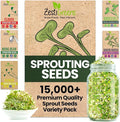 ZestiGreens Sprouting Seed Sampler – 5 Top Varieties (1 Pack Each, 11 g) | Broccoli, Alfalfa, Mung Bean, Clover & Daikon Radish | High-Germination, Perfect for Jars & Trays