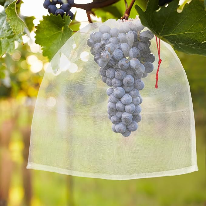 Fruit Covers Bags - 20PCS 20x20 Inch Sturdy Fruit Protection Bags with Drawstring, Fruit Netting Mesh Wrap Protect Vegetables, Tomato, Flowers