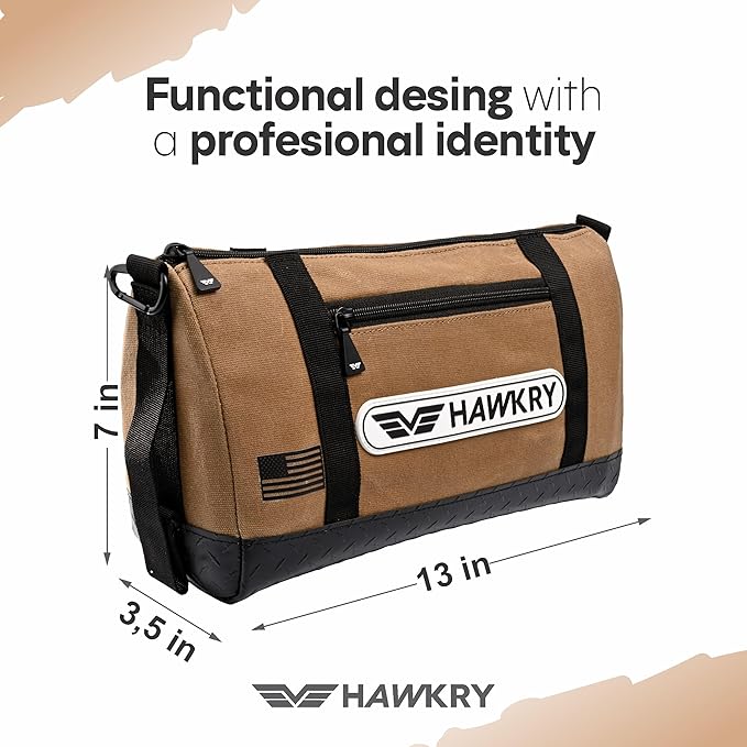 HAWKRY Canvas Tool Bag Set of 4 – Heavy Duty Zipper Tool Pouches, Waterproof Small Tool Bags for Electricians, Mechanics, Construction, Gardening & Tool Organization