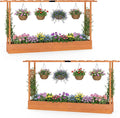 HAPPYGRILL Raised Garden Bed with Trellis, 2 Freestanding 45" Wood Planter Box w/Hanging Roof & 8 Drainage Holes for Climbing Plants Flowers, Outdoor Wood Elevated Garden Bed for Patio Yard,Orange