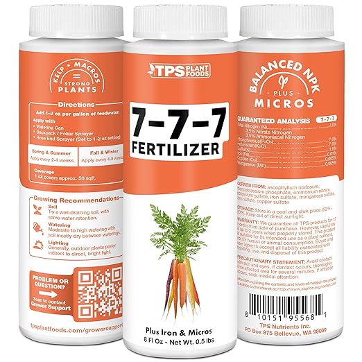 7-7-7 Fertilizer for Plants, Great for Vegetables, Flowers, and Shrubs, Liquid Plant Fertilizer by TPS Plant Foods, 1 Gallon (128oz)