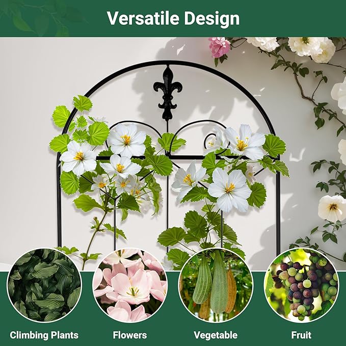 2 Pack 70.8" x 19.5" Metal Garden Trellis, Black Coated Rustproof Metal Trellis Outdoor, Trellis for Climbing Plants for Roses, Vine Cucumbers, Vegetables, Flower Support