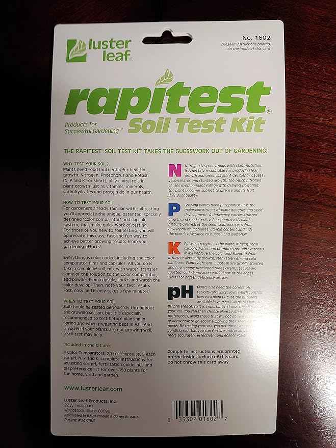 Rapitest Soil Test Kit for Gardens,Vegetables,Flowers and Lawns. USA designed and assembled soil tester completely,quickly & accurately measures/analyzes-soil pH acidity & garden nutrients(Pack of 6)