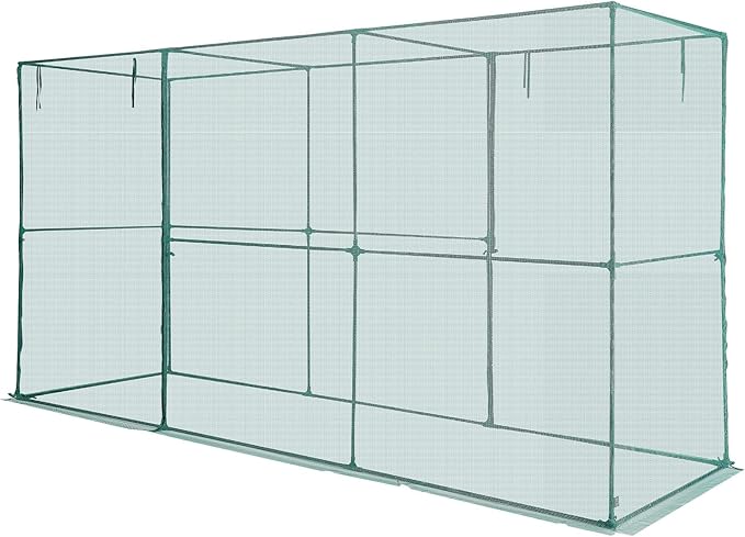 VEVOR Crop Cage, 11.6 x 3.9 x 6.3 ft Plant Protection Tent with Zippered Door, Wind-Resistant Tall Crop Cage, Easy to Install, Outdoor Raised Bed Cover, Tomato Plant Netting for Garden Patio Lawn